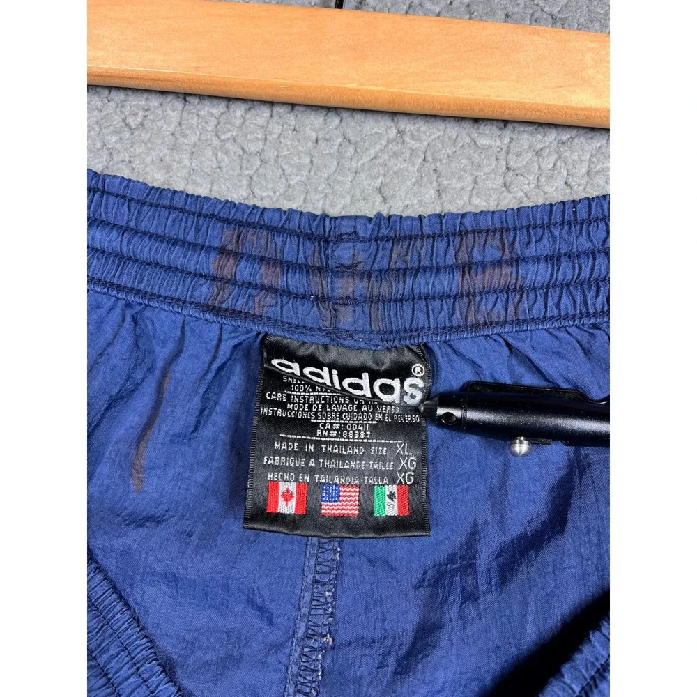 Adidas Vintage Mens Nylon Track Pants XL Blue White Stripe Windbreaker Joggers - Picture 11 of 16